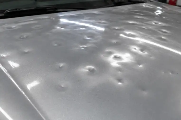 hail damage on automotive bodywork