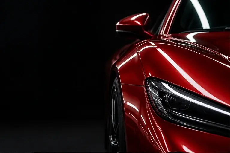 glossy red automotive paint detail